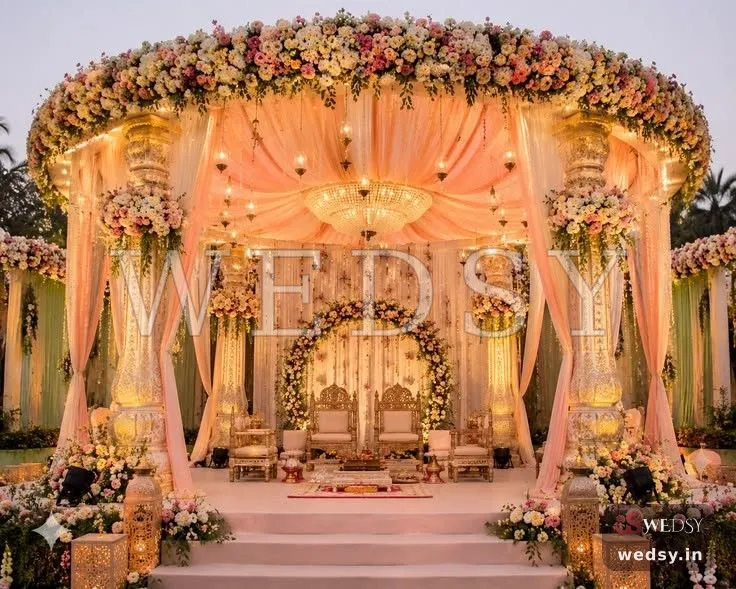 Peach Chandelier Pavilion — mandap, Wedsy MA164