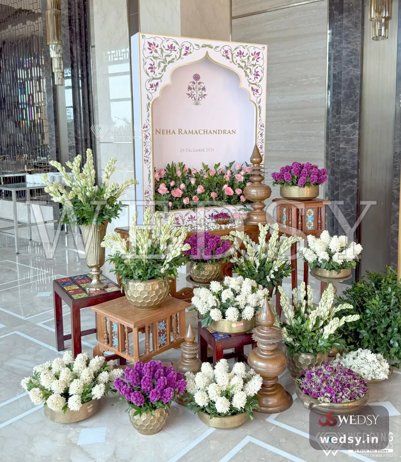 Heritage Bloom Tablet — white traditional nameboard for reception, Wedsy NA111