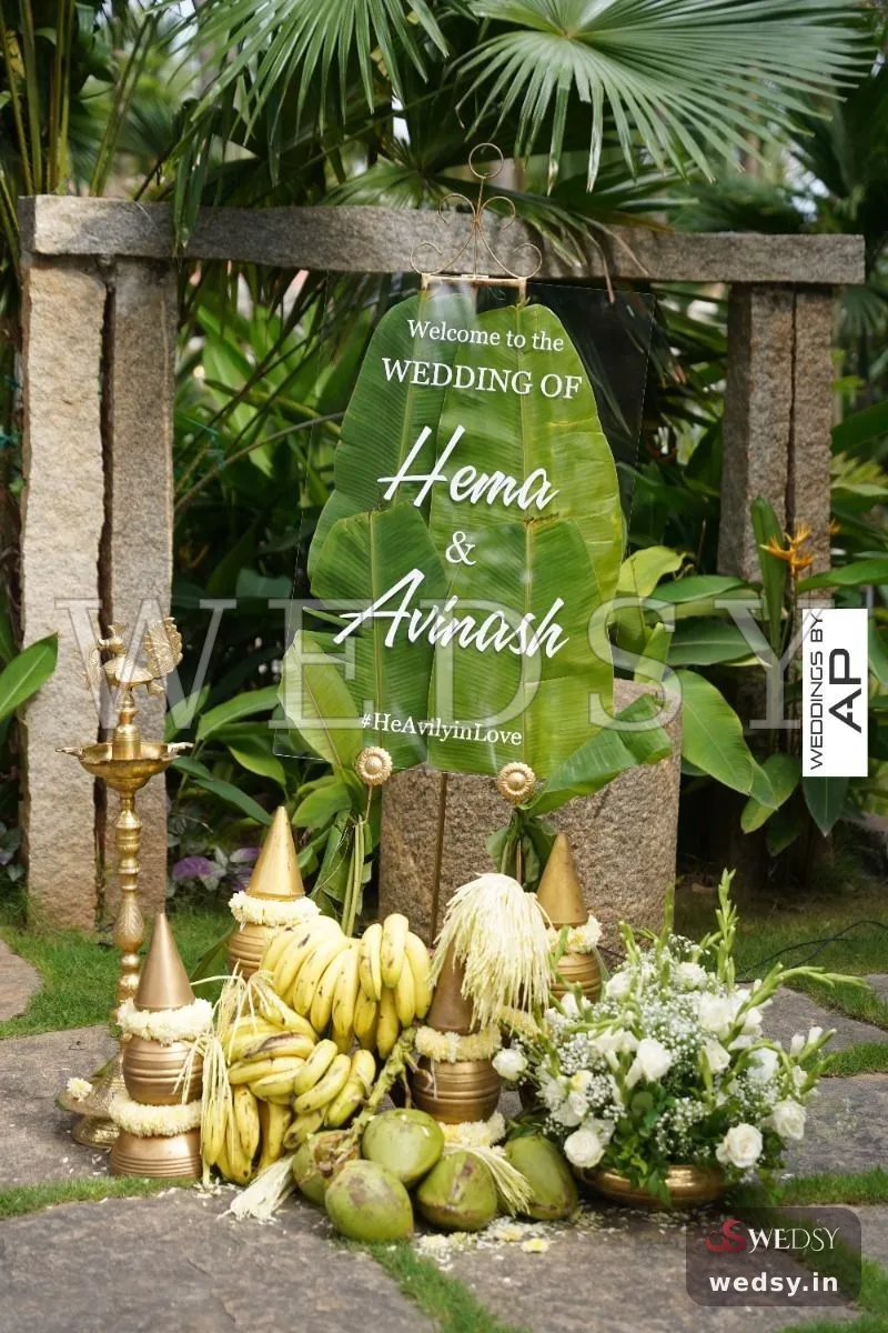 Kera Vanam Welcome — green traditional nameboard for haldi, Wedsy NA115