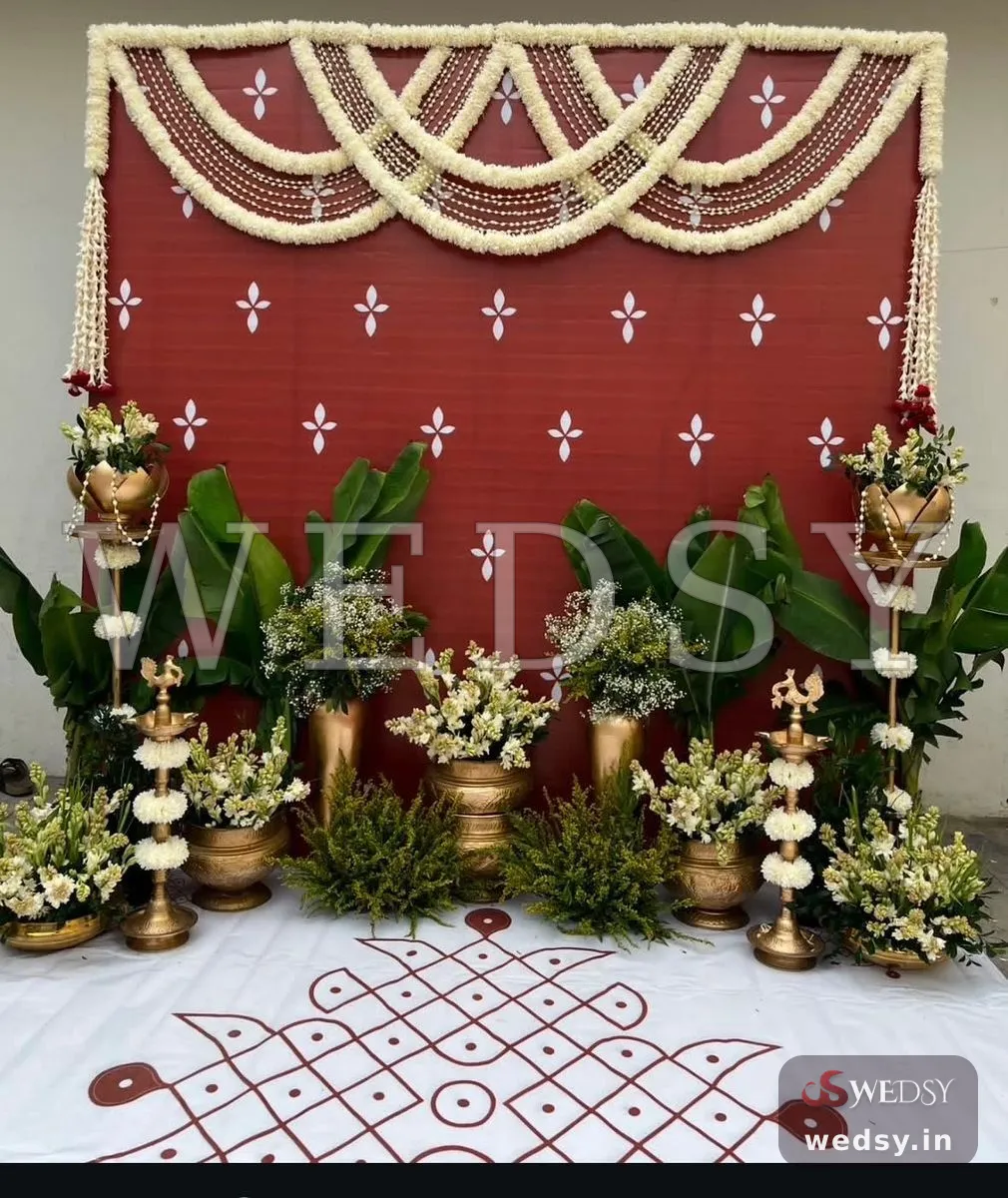 Kalash Bloom Wall — red traditional photobooth for haldi, Wedsy PH124