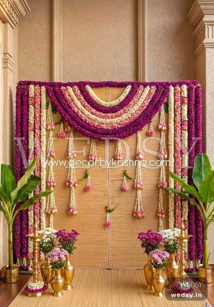 Magenta Garland Veil — purple traditional entrance for muhurtham, Wedsy E086