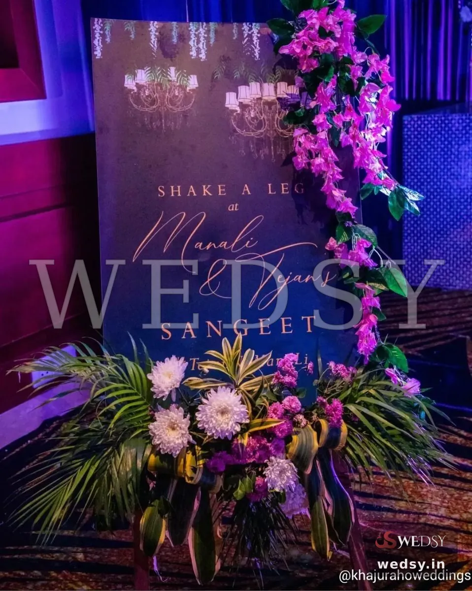 Orchid Cascade Marker — purple traditional nameboard for sangeet, Wedsy NA141