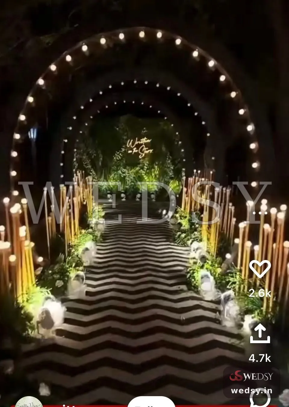 Nocturne Arch Walk — green modern pathway for sangeet, Wedsy PA112
