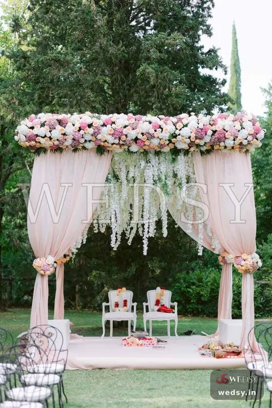 Aravali Essence Mandap — pink modern mandap for wedding, Wedsy MA020