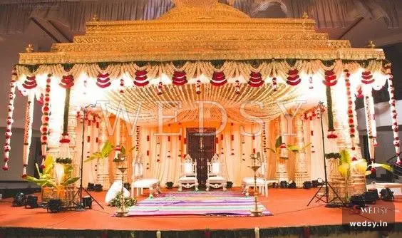 Chandelier Canopy Mandap — white traditional mandap for wedding, Wedsy MA068