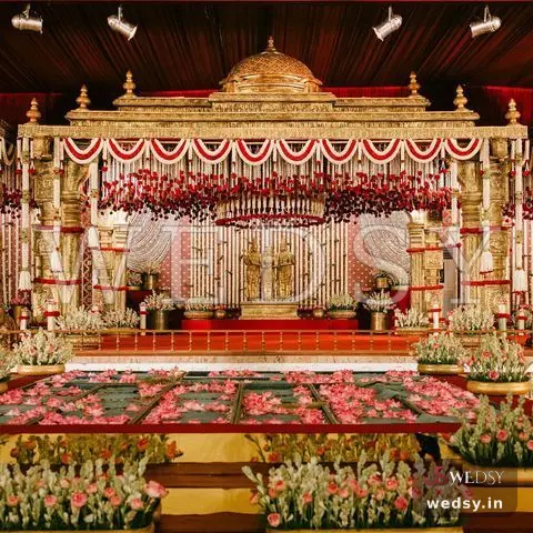Golden Gaiety Mandap — white traditional mandap for wedding, Wedsy MA082