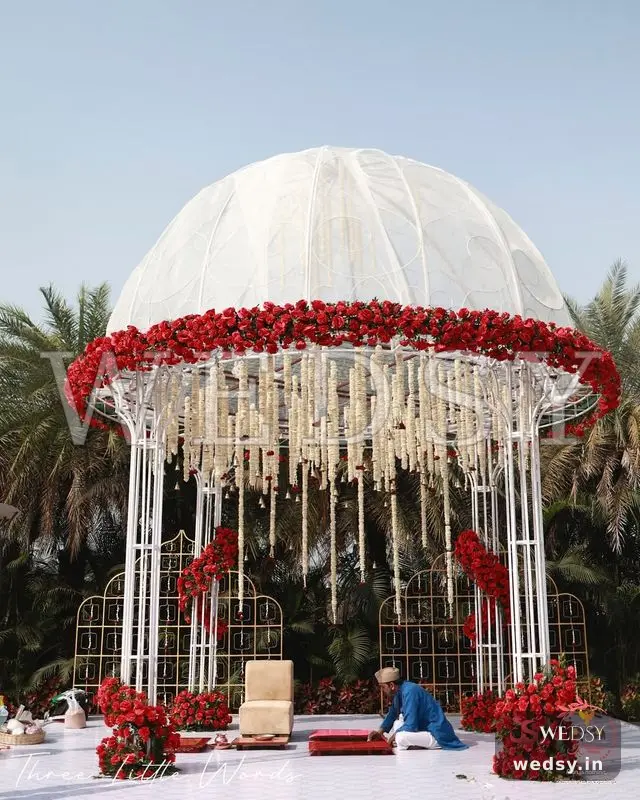 Scarlet Dome Mandap — white modern mandap for wedding, Wedsy MA121
