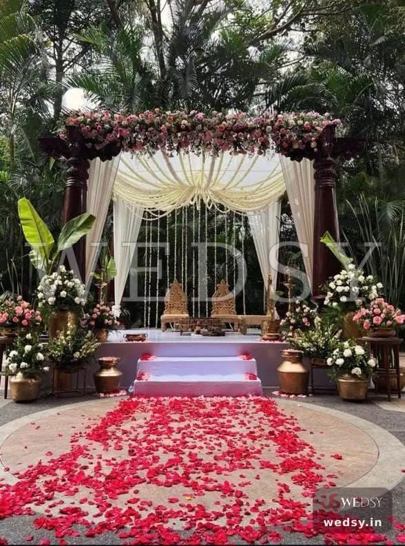 Heritage Gardens Mandap — pink modern mandap for muhurtham, Wedsy MA128