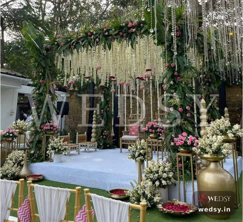 Rosy Cascades — white traditional mandap for muhurtham, Wedsy MA131