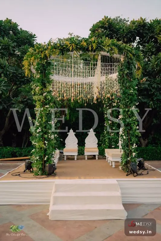 Emerald Arbor — green modern mandap for muhurtham, Wedsy MA133
