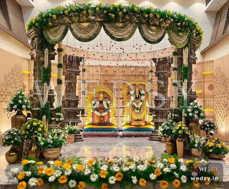 Floral Sanctum — yellow traditional mandap for muhurtham, Wedsy MA140