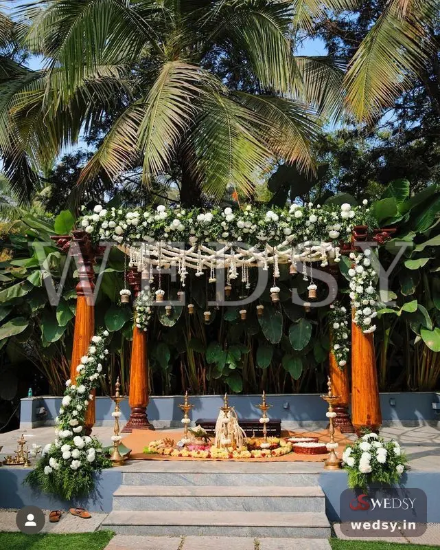 Palm Paradise — white traditional mandap for muhurtham, Wedsy MA142