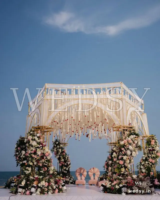 Dreamy Ocean — white modern mandap for muhurtham, Wedsy MA162