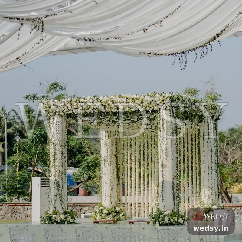 Floral Garden — white modern mandap for muhurtham, Wedsy MA163