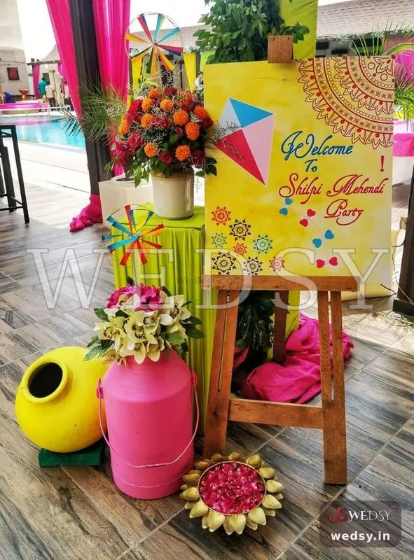 Bliss Banner — yellow traditional nameboard for haldi & sangeet, Wedsy NA010