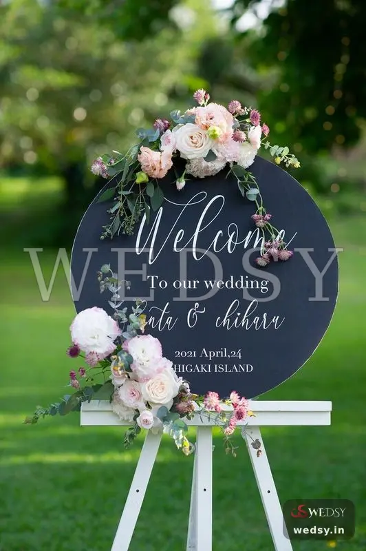 Wedlock Welcome — baby pink modern nameboard for wedding & engagement, Wedsy NA011