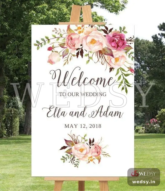 Matrimony Mantle — white modern nameboard for wedding & engagement, Wedsy NA013