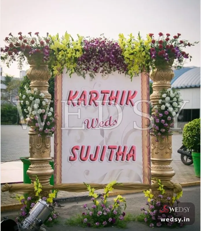 Harmonious Herald — purple traditional nameboard for wedding & engagement, Wedsy NA054