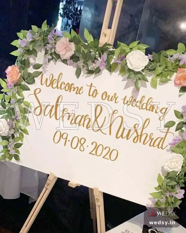 Alliance Apex — pink modern nameboard for wedding & engagement, Wedsy NA070