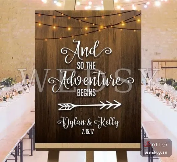 Soul Script — brown and yellow modern nameboard for wedding & engagement, Wedsy NA073