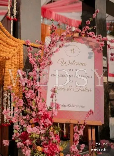 Nuptial Nexus — pink modern nameboard for wedding & engagement, Wedsy NA086