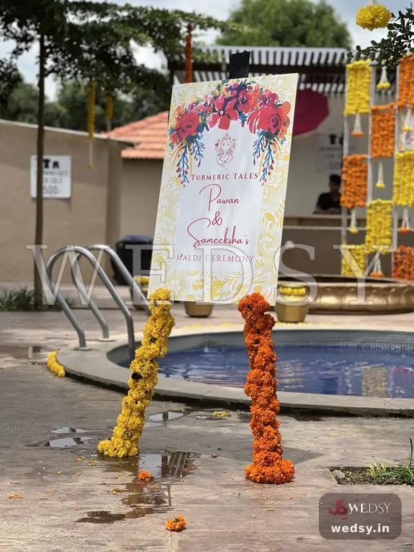 Haldi tales — yellow nameboard, Wedsy NA106