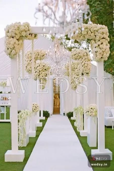 Floral Cascade Glow — white modern pathway for wedding, Wedsy PA024