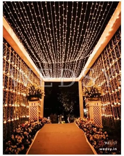 Ethereal Serenity Way — mix flowers and lights modern pathway for wedding, Wedsy PA026