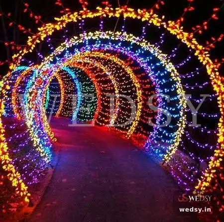 Halo Zenith Glow — multi-colour fairy lights modern pathway for wedding, Wedsy PA072
