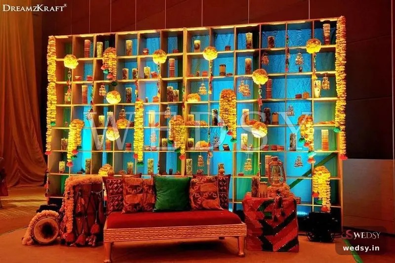Marigold Moments Booth — blue traditional photobooth for haldi & mehendi, Wedsy PH014