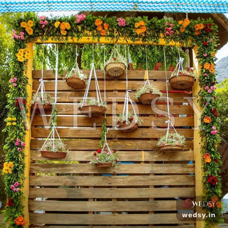 Bohemian Bliss Niche — yellow modern photobooth for haldi & muhurtham, Wedsy PH029