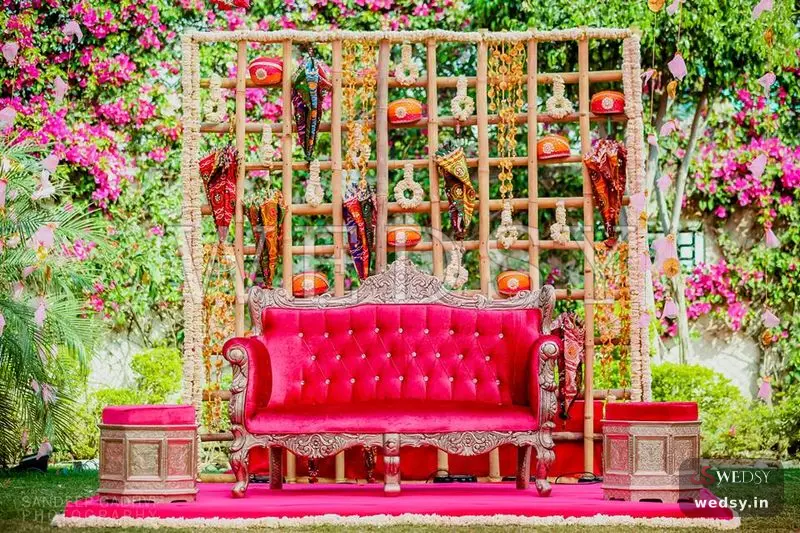 Whirlwind Whimsy Booth — pink modern photobooth for haldi & mehendi, Wedsy PH062