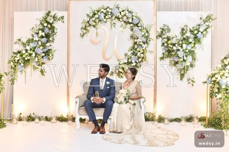 Enchanted Serenity — white modern stage for reception & valima, Wedsy ST002
