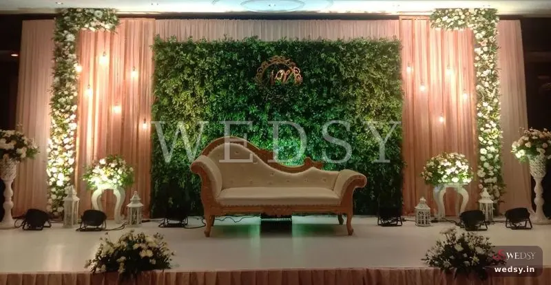 Majestic Allure — green modern stage for reception & valima, Wedsy ST024