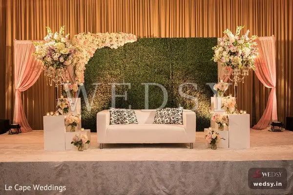 Whimsical Elegance — white modern stage for engagement, Wedsy ST026