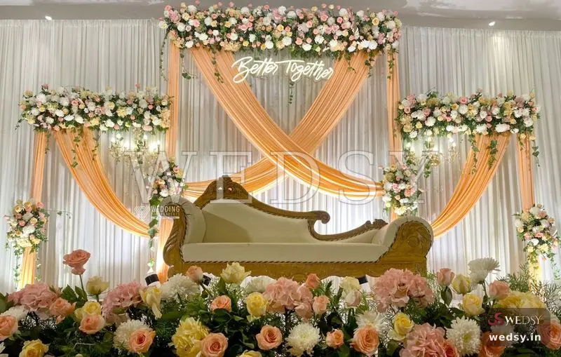 Celestial Serenity — white modern stage for wedding & nikah, Wedsy ST044