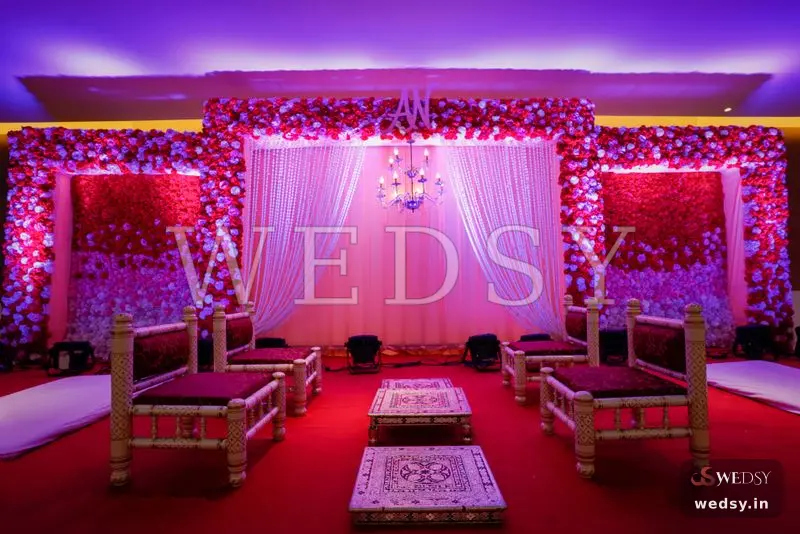 Whimsical Bloom — red modern stage for wedding & nikah, Wedsy ST056