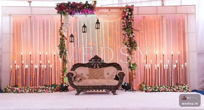 Enchanting Serenity — pink modern stage for engagement & reception, Wedsy ST062