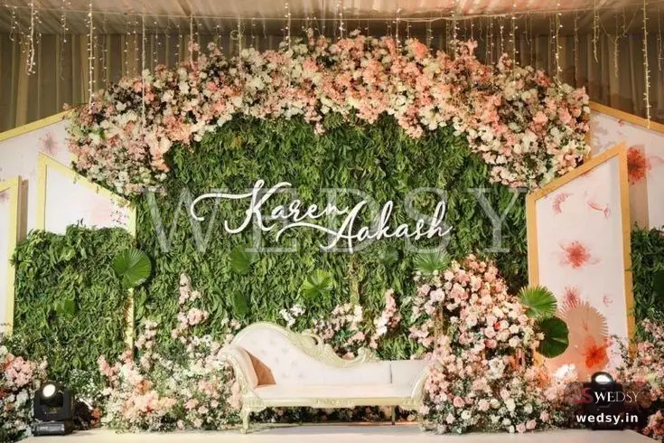 Timeless Patterns — white modern stage for nikah & reception, Wedsy ST125