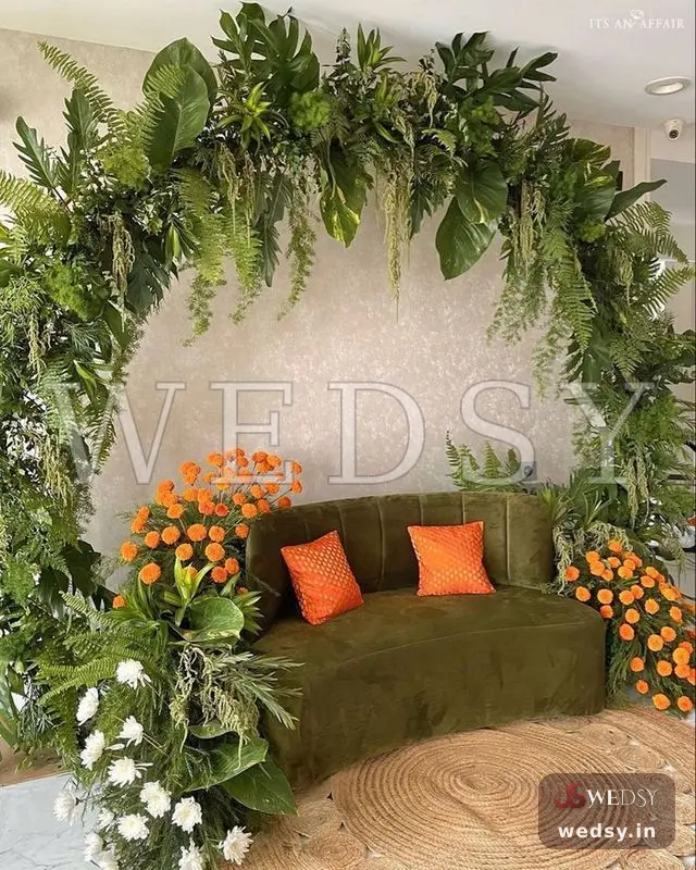 Elegant Bliss — green modern stage for mehendi & engagement, Wedsy ST130