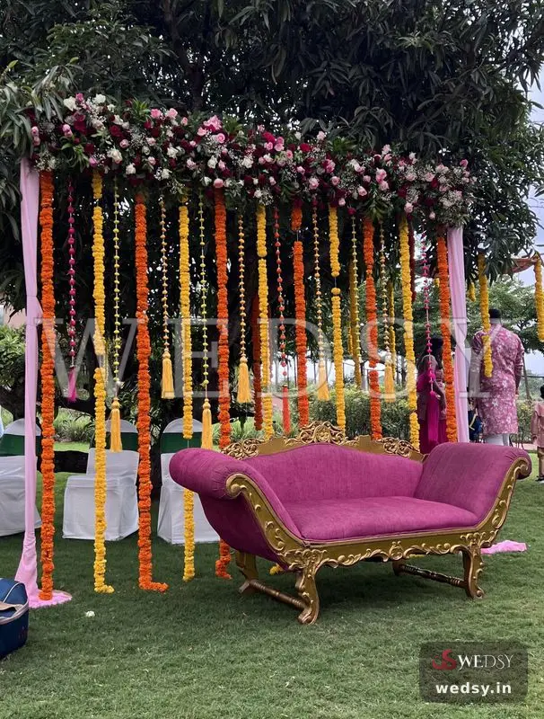 Amber Aura — yellow modern stage for haldi & mehendi, Wedsy ST169