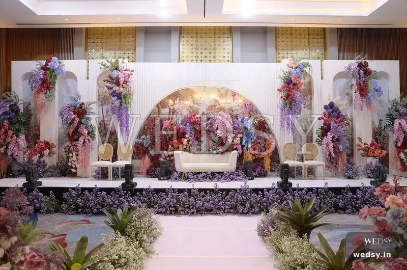 Jewel Botanica — peach modern stage for reception, Wedsy ST185