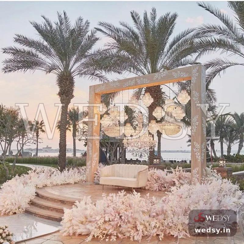 Regal Arcade — white modern stage for engagement & reception, Wedsy ST186