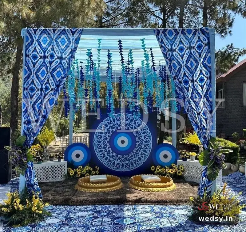Blue Oracle — blue modern stage for haldi & mehendi, Wedsy ST193